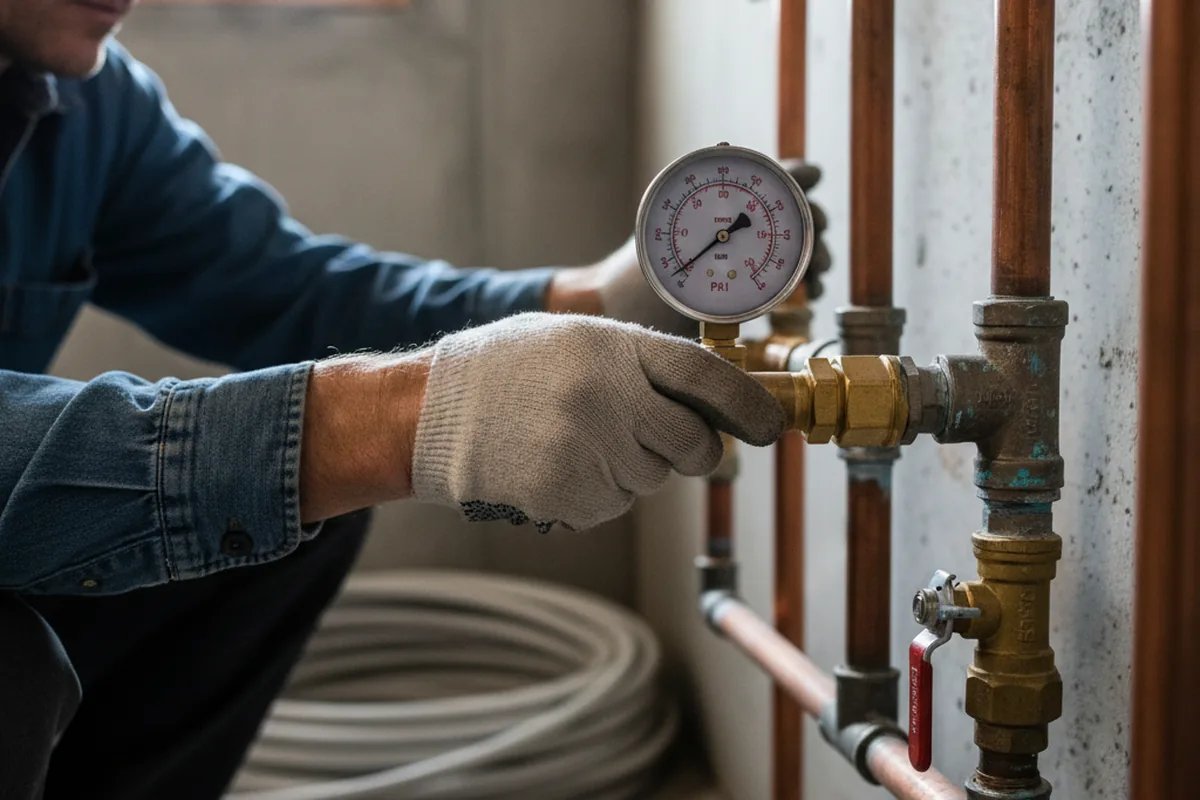Pressure testing a repaired line during Water Line Repair in Battletown